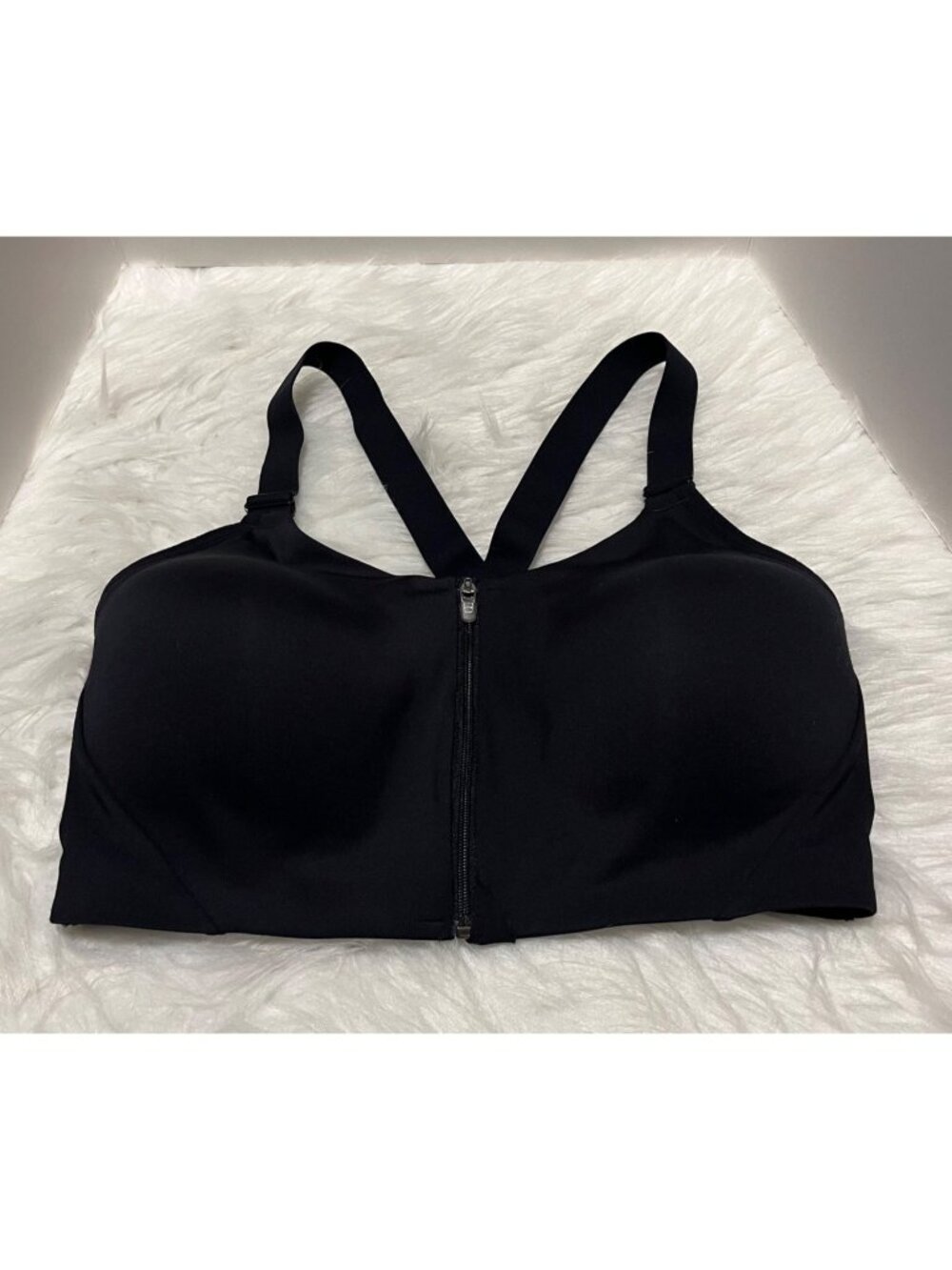 Women's High Support Zip Front Bra All In Motion Black 38D Adjustable Straps